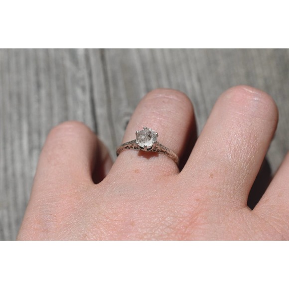Art Deco Ring Raw Diamond Ring Rough Diamond Ring promise anniversary gi… - Picture 1 of 6